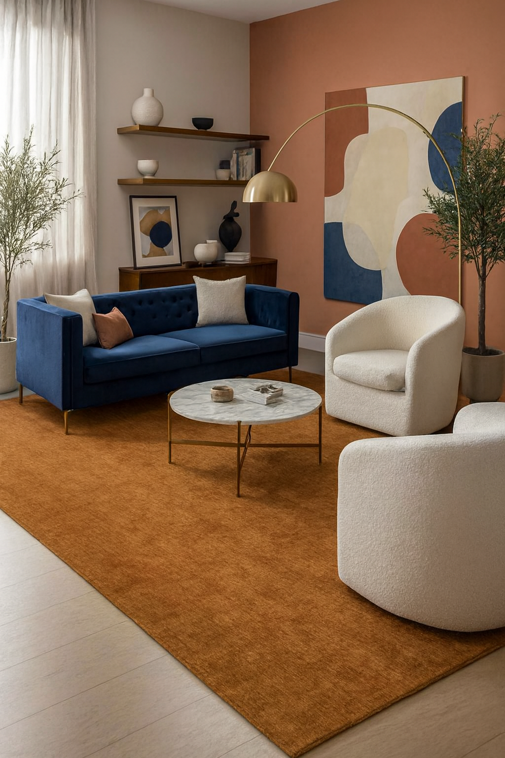 Rugowl Soild Cream Plain Area Rug