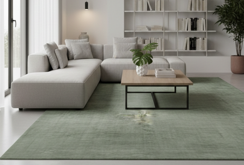 Rugowl Sage Green Plain Area Rug