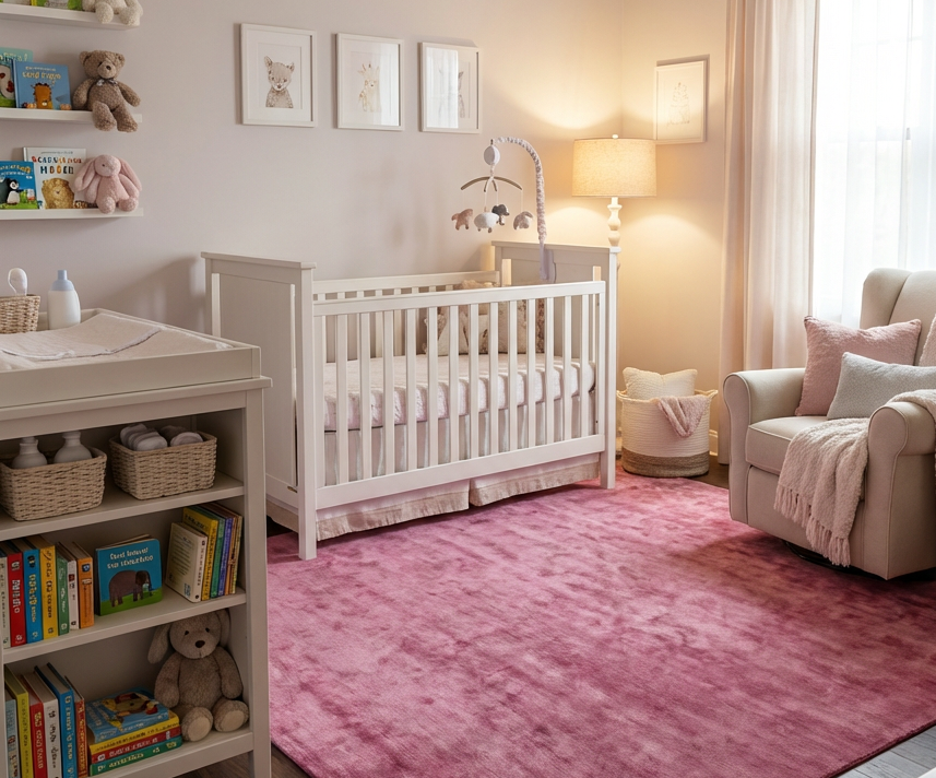 Rugowl Rich Berry Pink Plain Area Rug