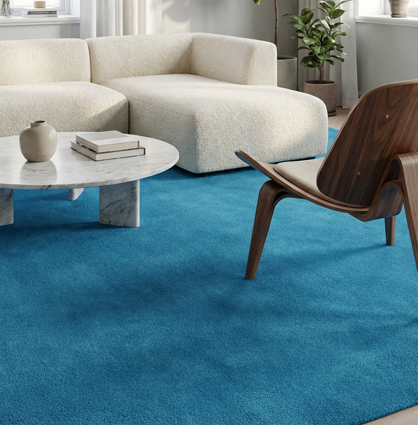 Rugowl Modern Ocean Blue Plain Area Rug