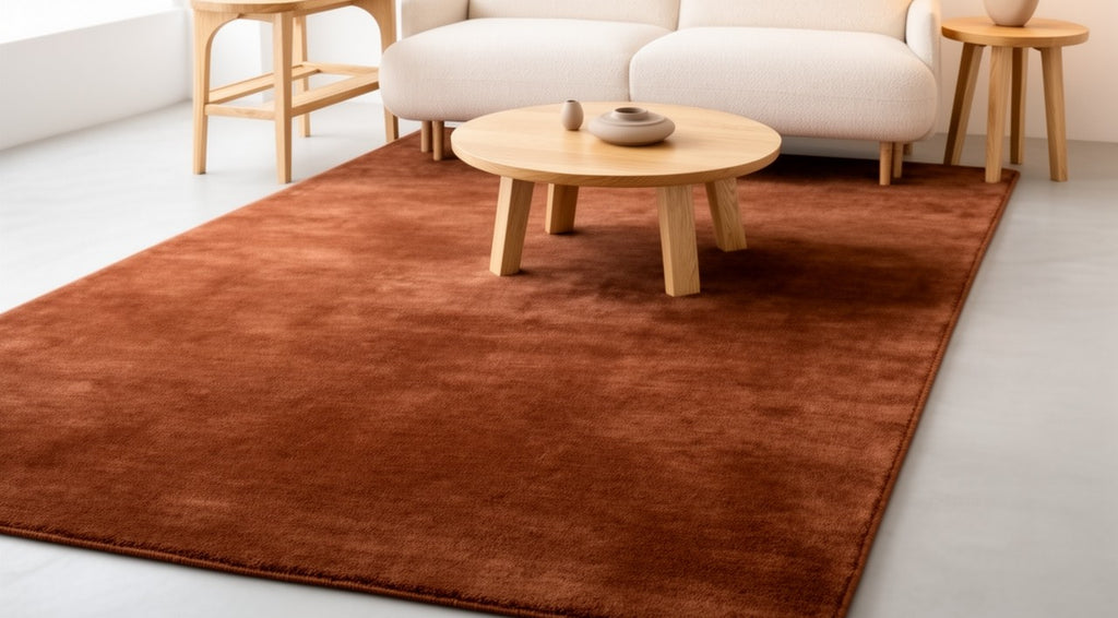 Rugowl Rust Brown Plain Area Rug