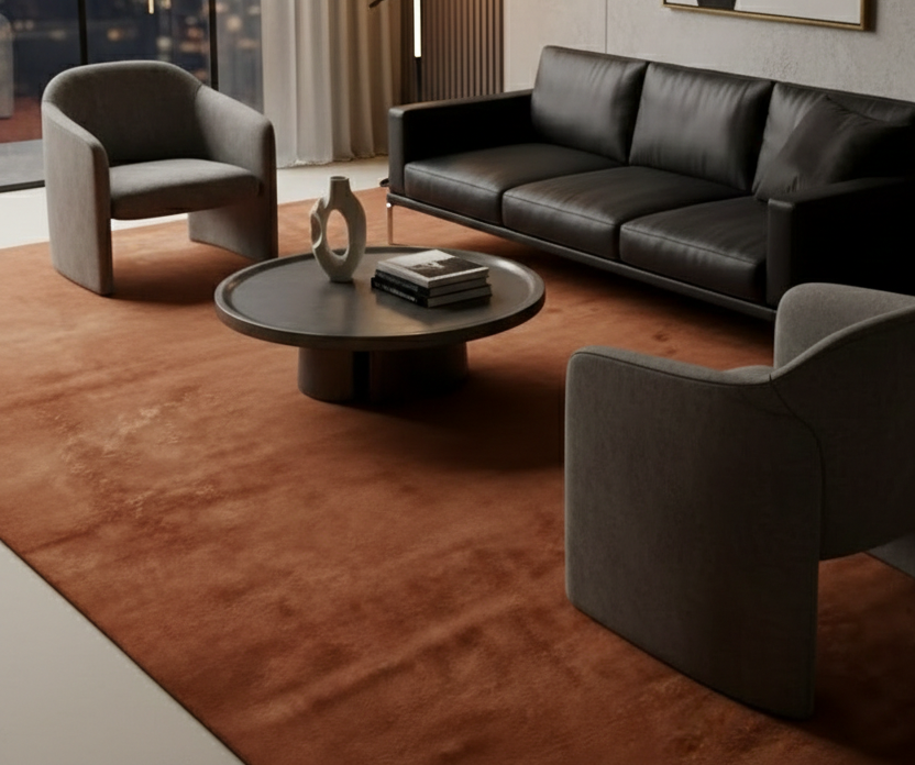 Rugowl Burnt Copper Plain Area Rug