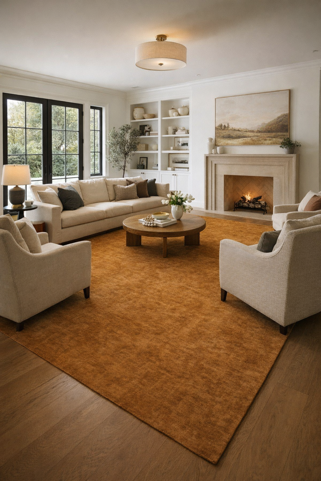 Rugowl Soild Cream Plain Area Rug