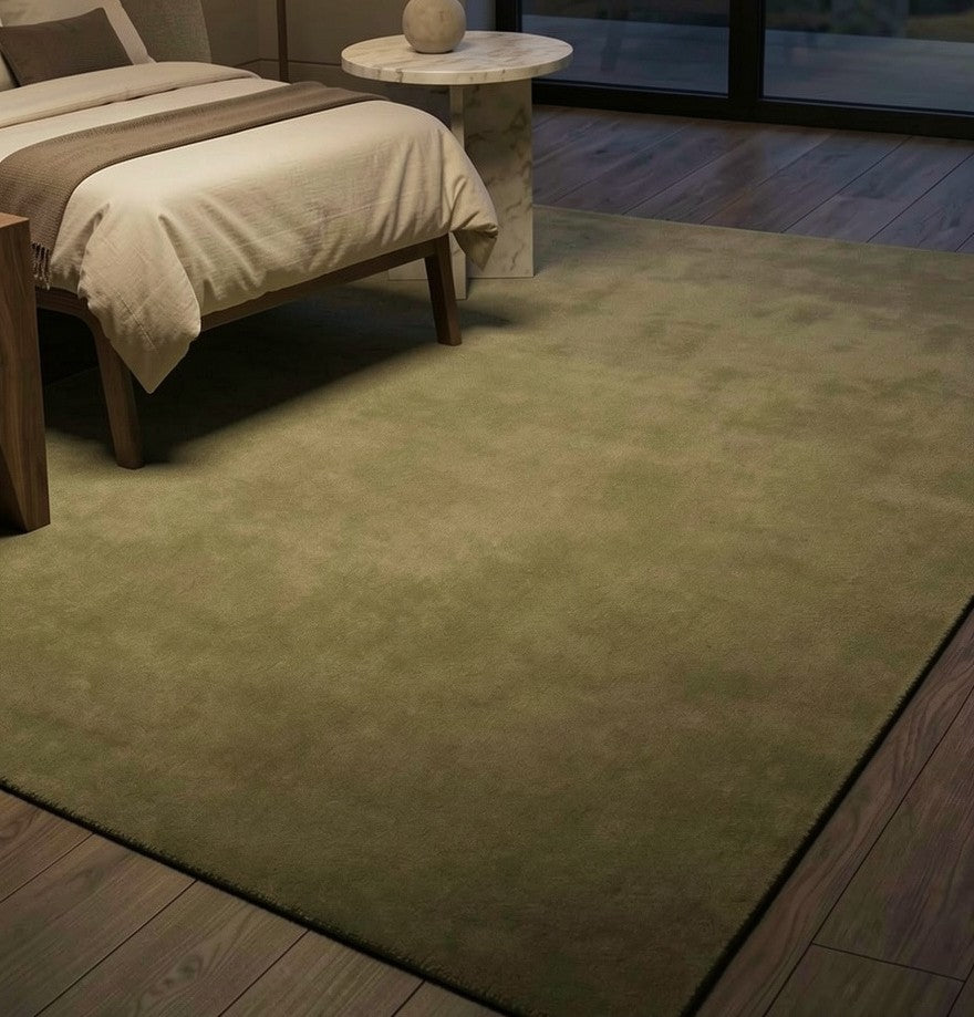 Rugowl Olive Moss Plain Area Rug