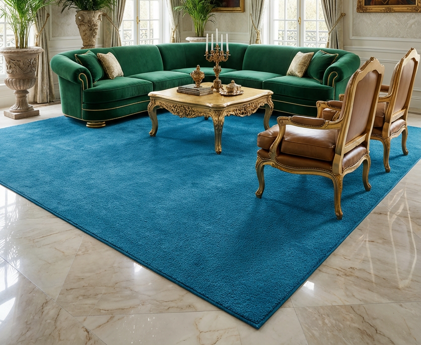 Rugowl Modern Ocean Blue Plain Area Rug