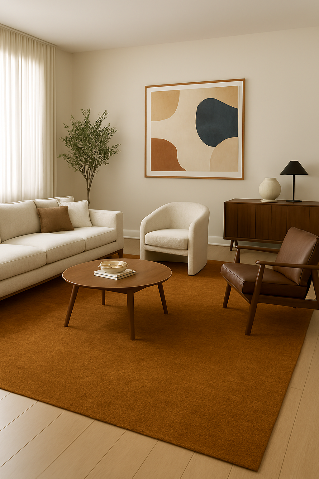 Rugowl Soild Cream Plain Area Rug