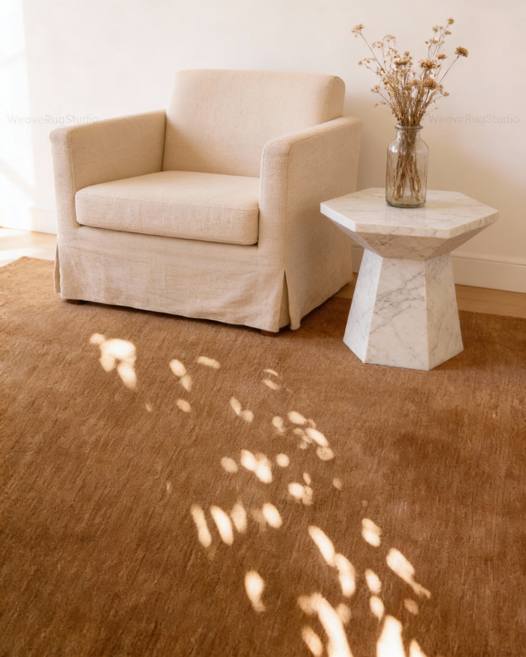 Rugowl Soild Cream Plain Area Rug