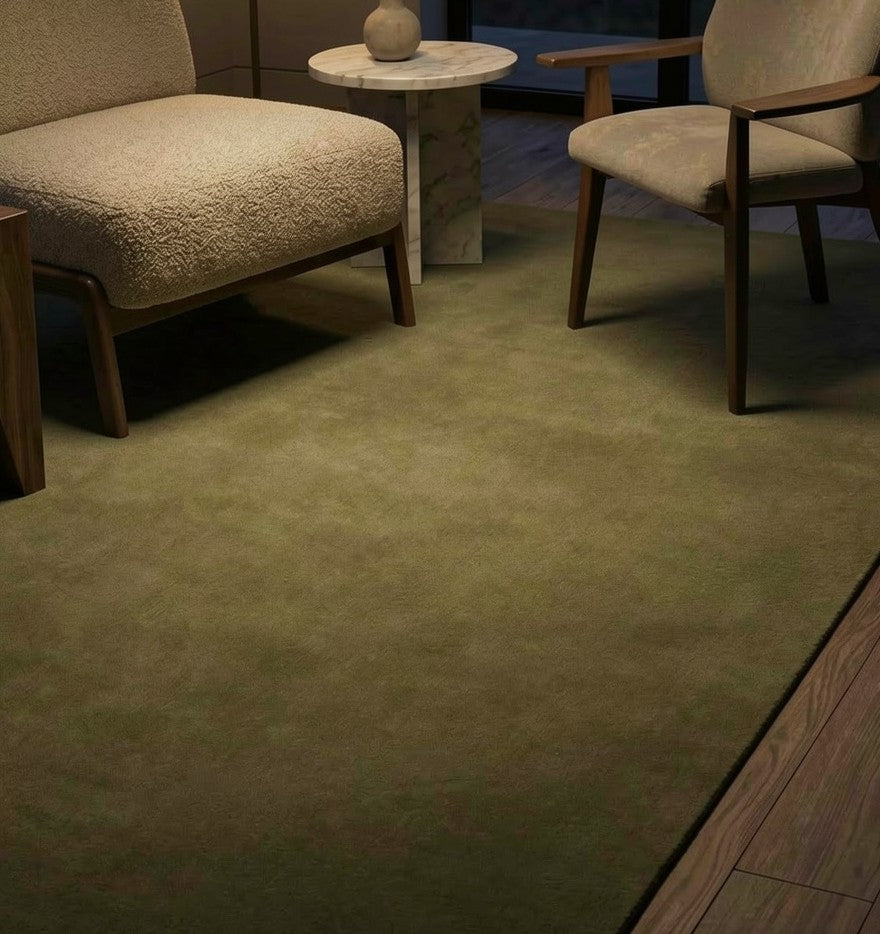 Rugowl Olive Moss Plain Area Rug