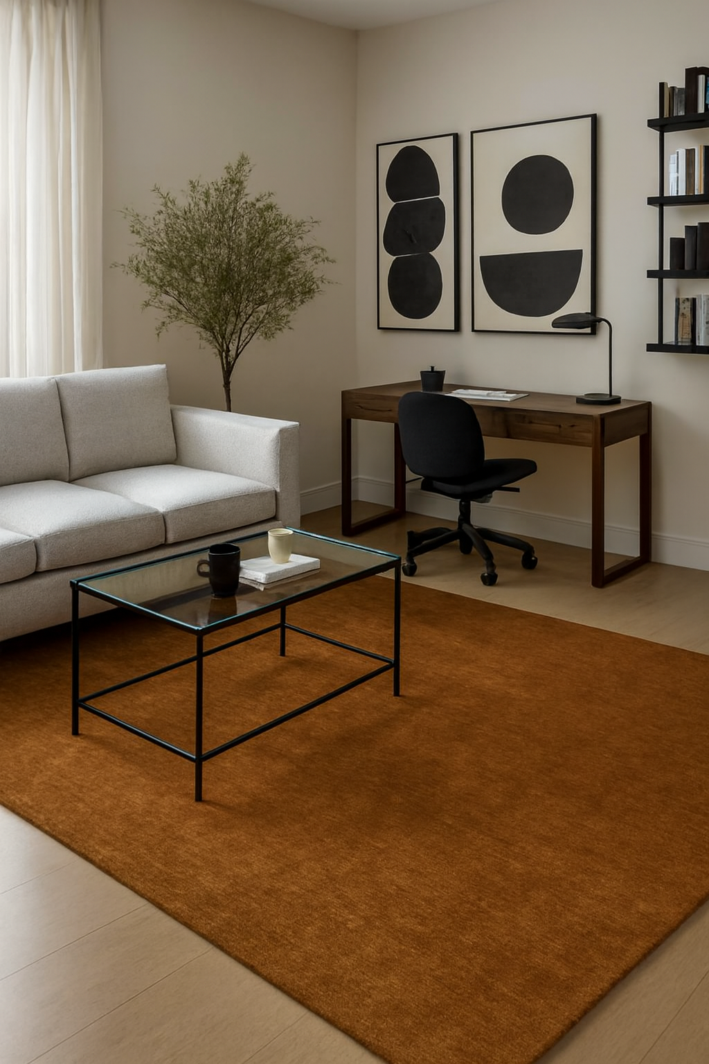 Rugowl Soild Cream Plain Area Rug