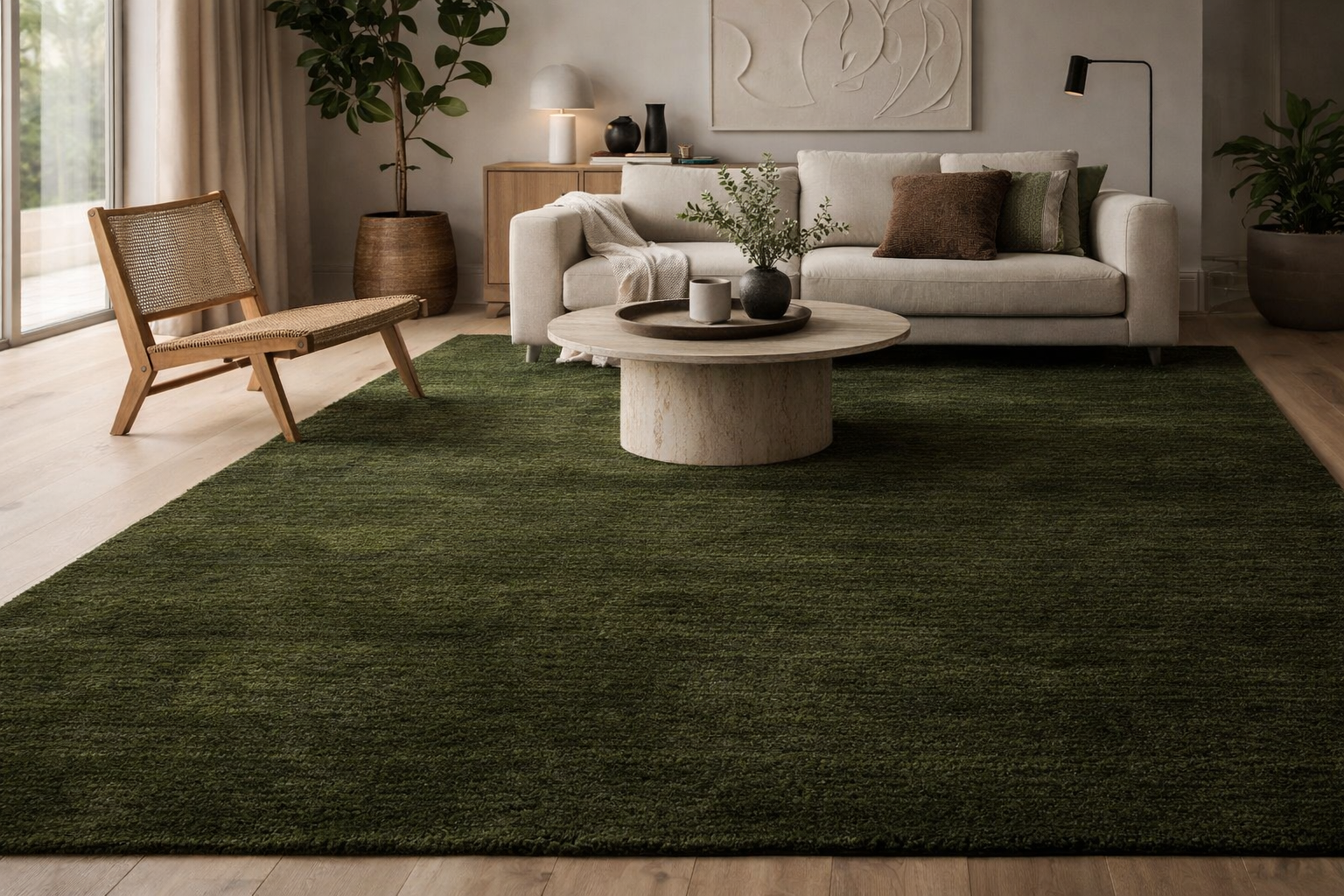 Rugowl Soild Cream Plain Area Rug