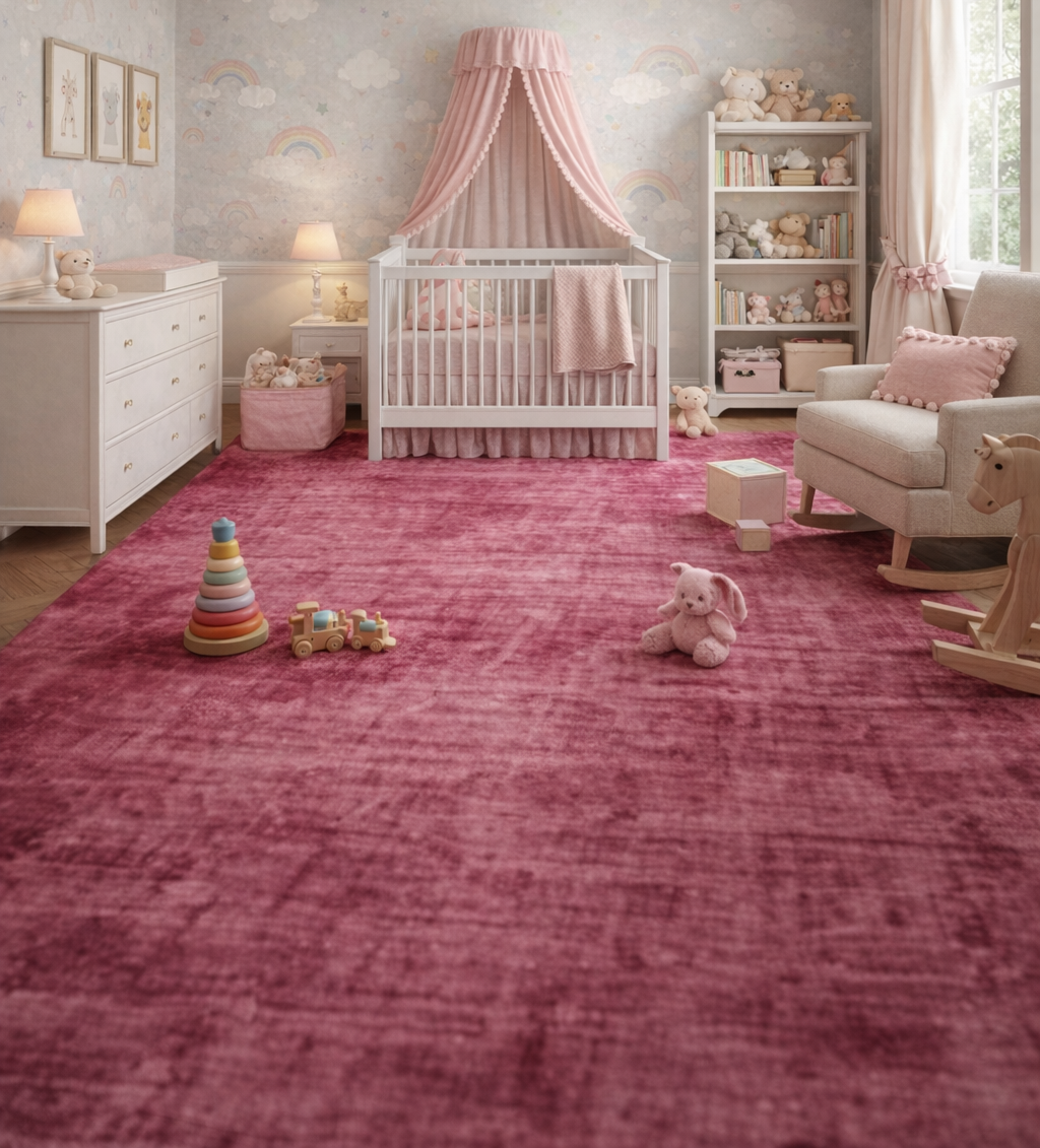 Rugowl Rich Berry Pink Plain Area Rug