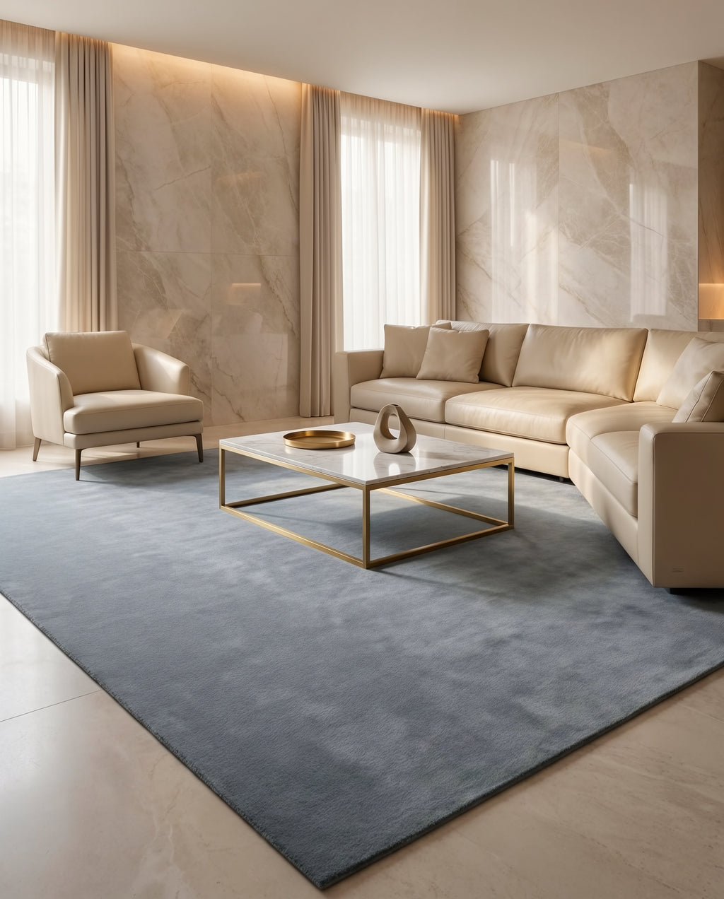 Rugowl Soild Cream Plain Area Rug