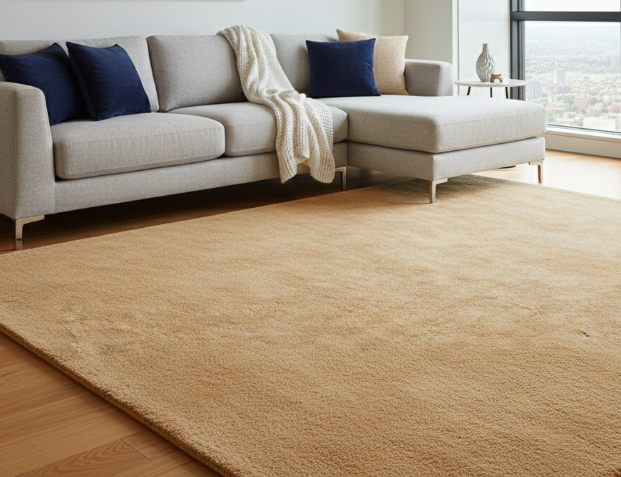 Rugowl Soild Cream Plain Area Rug