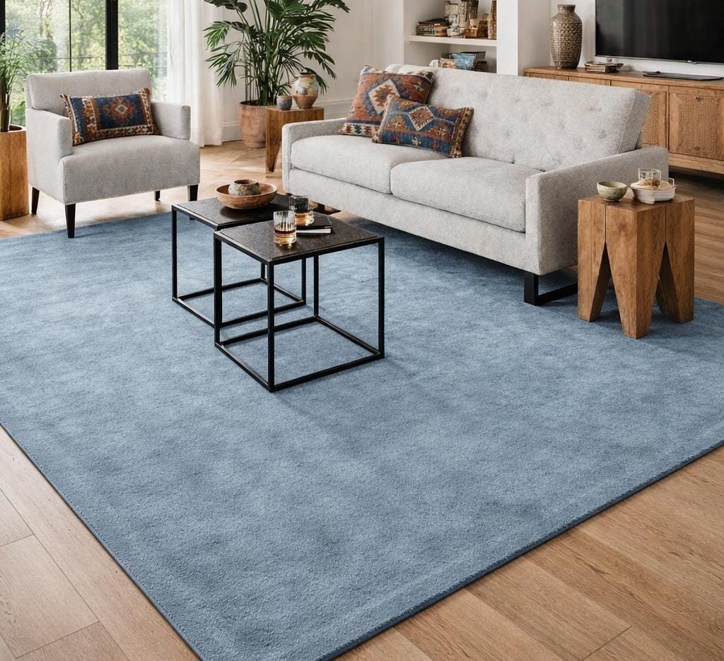 Rugowl Blue Plain Area Rug