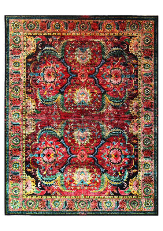 ROYAL BLOOM RED - Silk Handknotted Rug