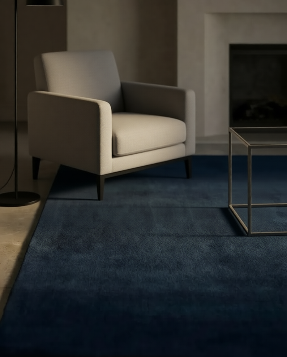 Rugowl Deep Blue Plain Area Rug