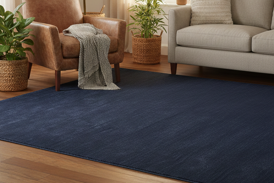Rugowl Navy Blue Plain Area Rug