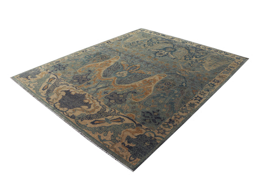 Hand-Knotted Woolen Area Rug  5162 (8x10) Ghazni Wool Low Pile