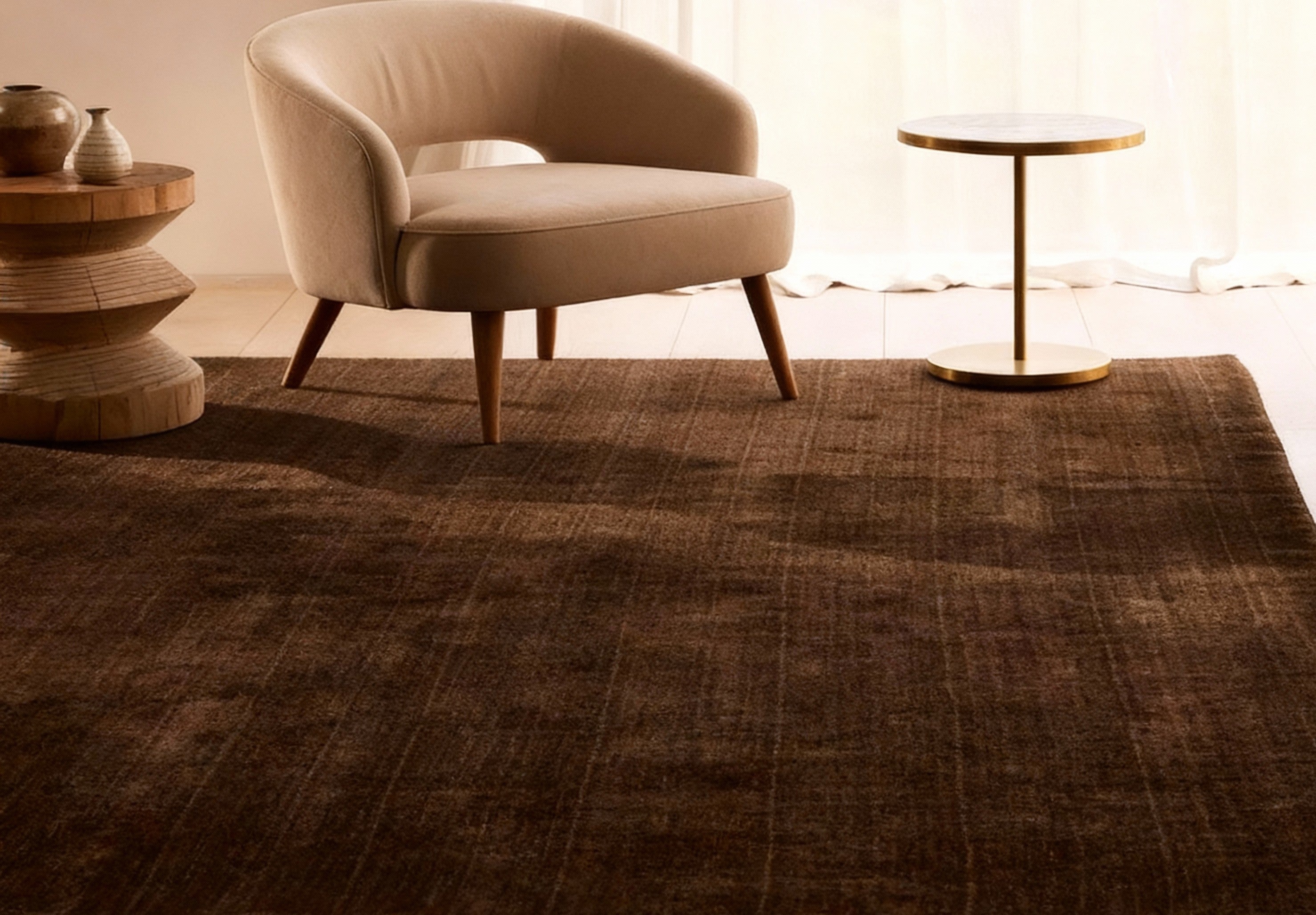 Rugowl Soild Cream Plain Area Rug